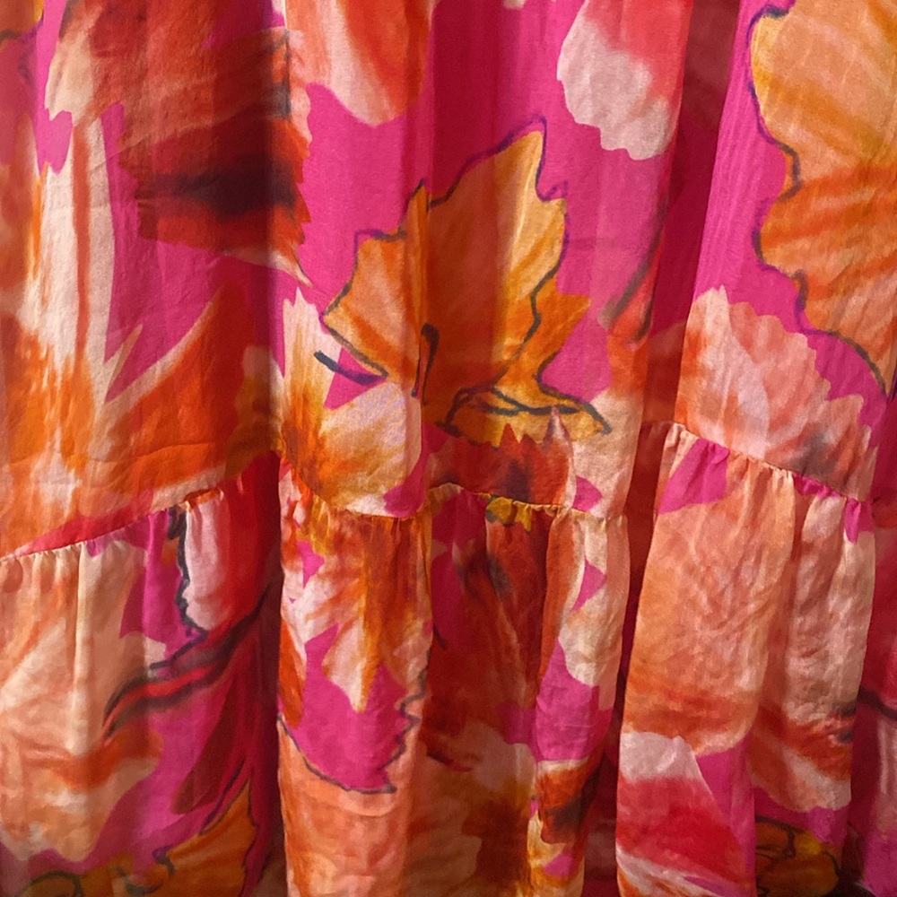 Lara G silk blend floral ruffle maxi dress MADE IN ITALY - Picture 2 of 11